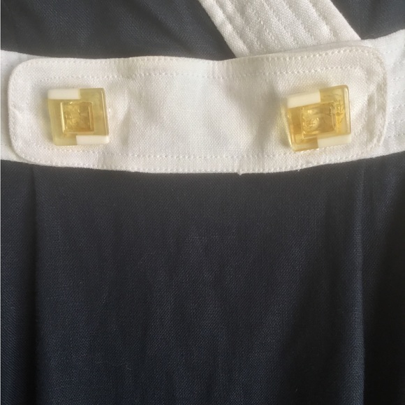 VINTAGE DONNA MORGAN navy blue with white trim dress. Size 6 - Picture 3 of 8